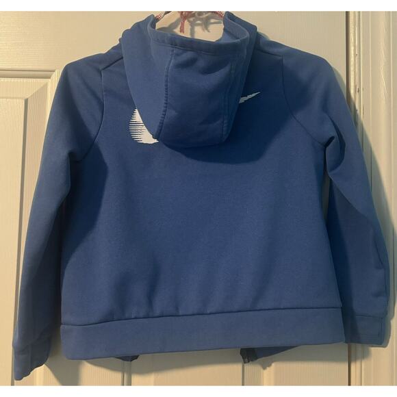 Nike Therma Fit Hoodie Small 17" (4/5 Years) Blue Full Zip White Logo - Picture 3 of 6